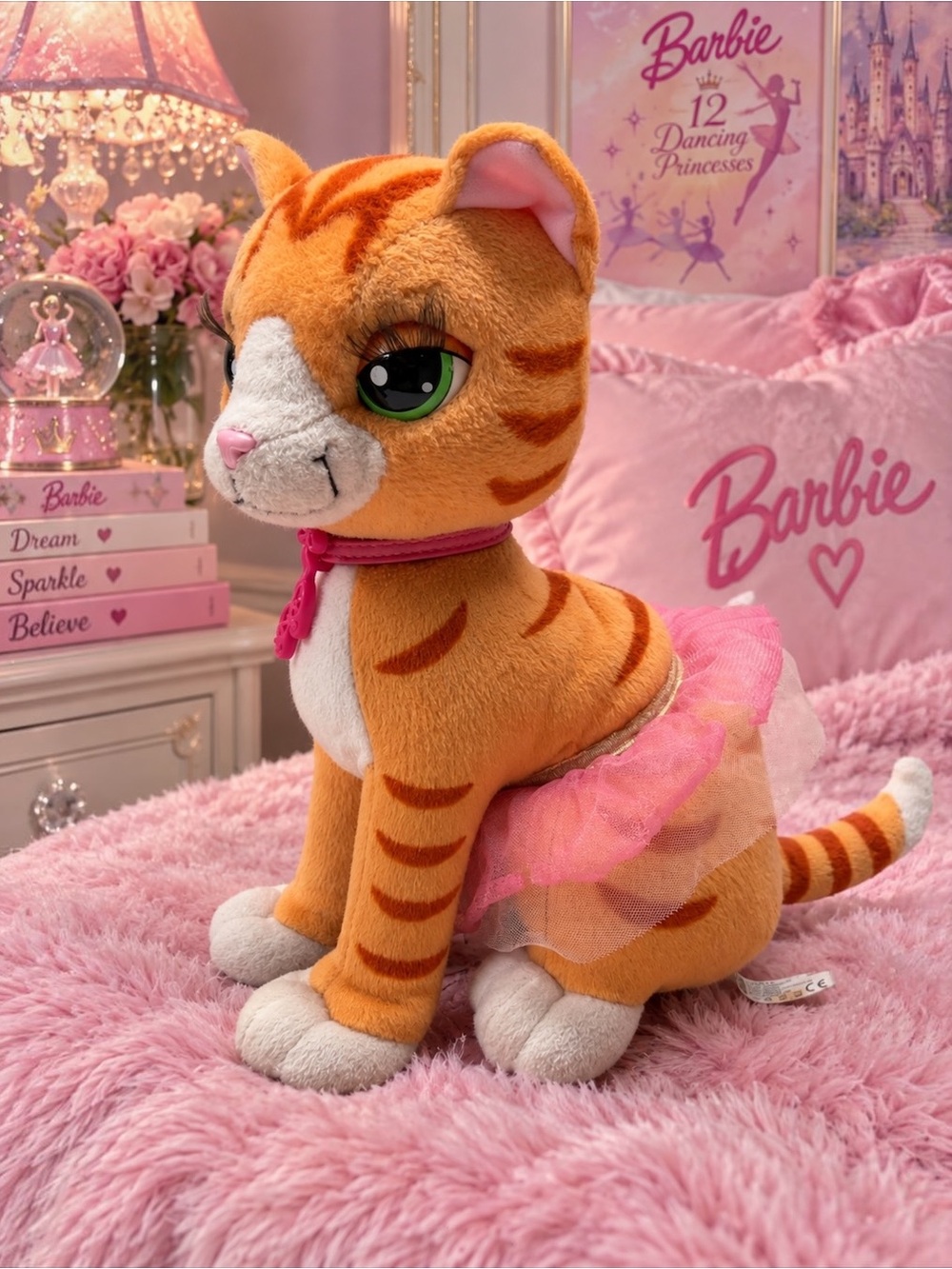 Barbie 12 Dancing Princesses Twyla Cat Plush Sounds 2006 Vtg Tested Works 11”
